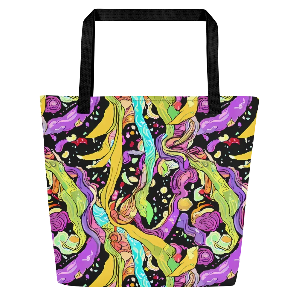 Neon Petal Riot on Large Tote Bag W/ Pocket — Front
