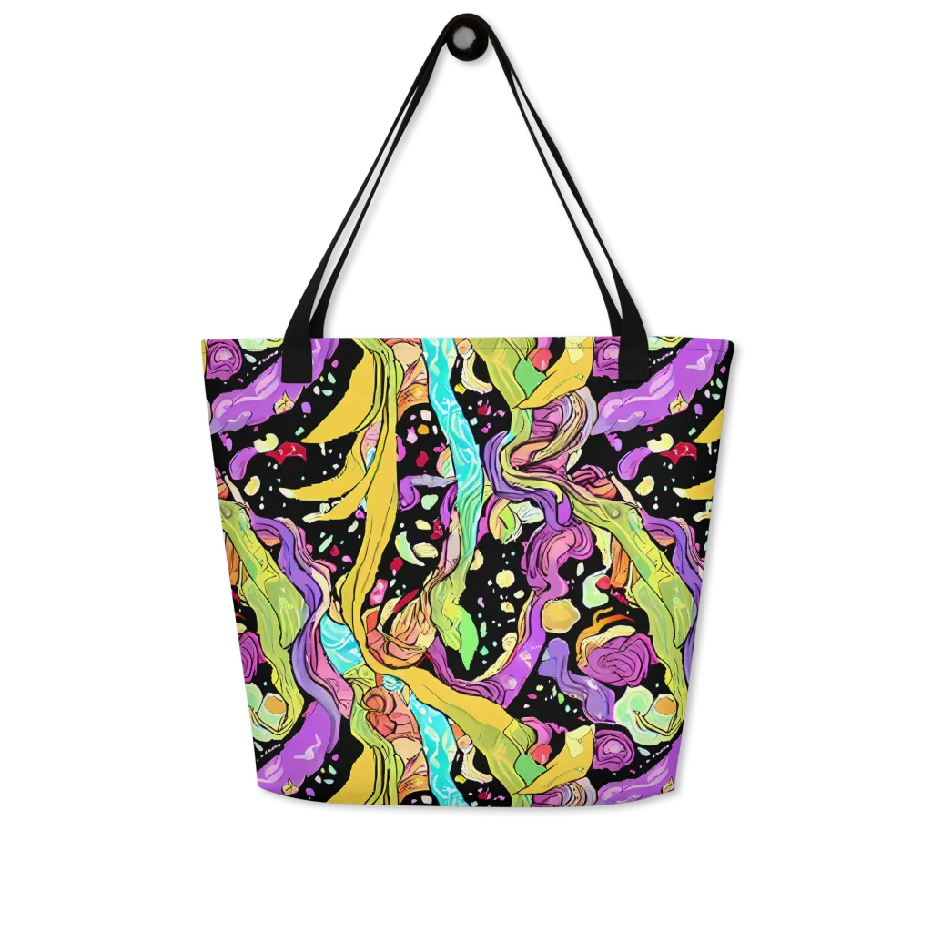 Neon Petal Riot on Large Tote Bag W/ Pocket — Front