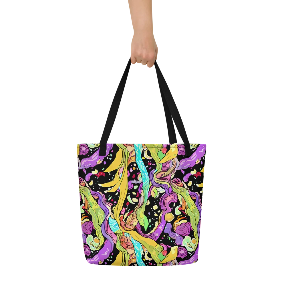 Neon Petal Riot on Large Tote Bag W/ Pocket — Front