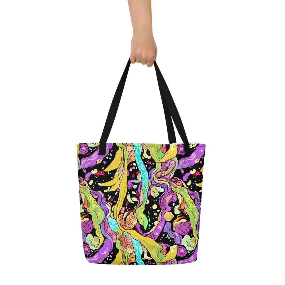 Neon Petal Riot on Large Tote Bag W/ Pocket — Front