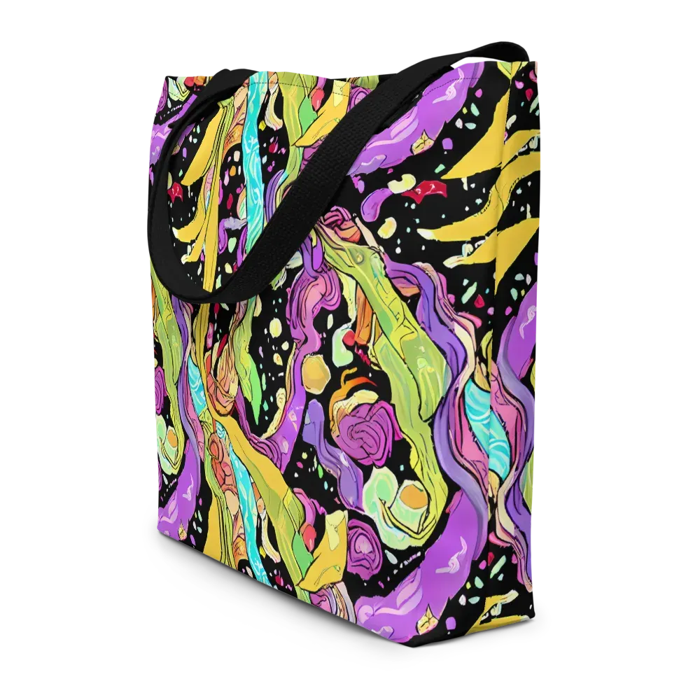 Neon Petal Riot on Large Tote Bag W/ Pocket — Front