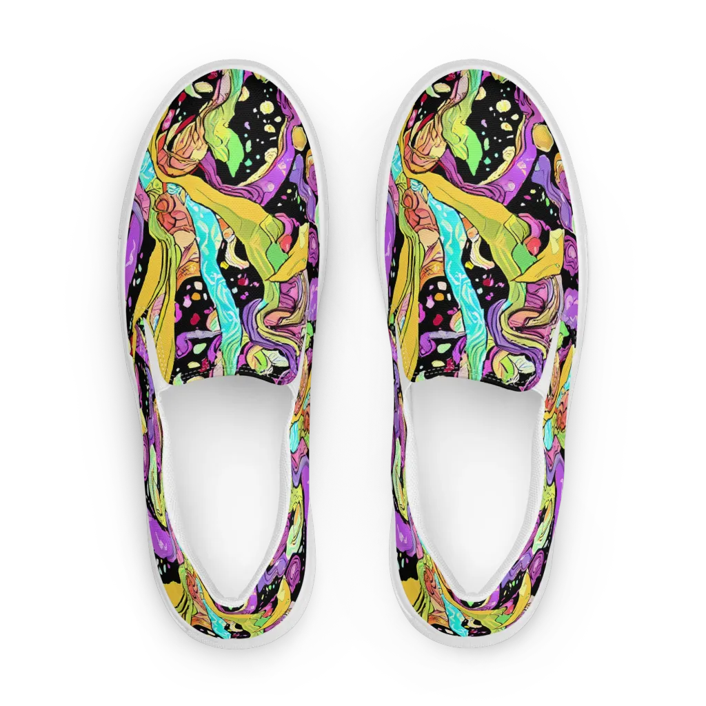 Neon Petal Riot on Women's Slip-On Canvas Shoes — Front
