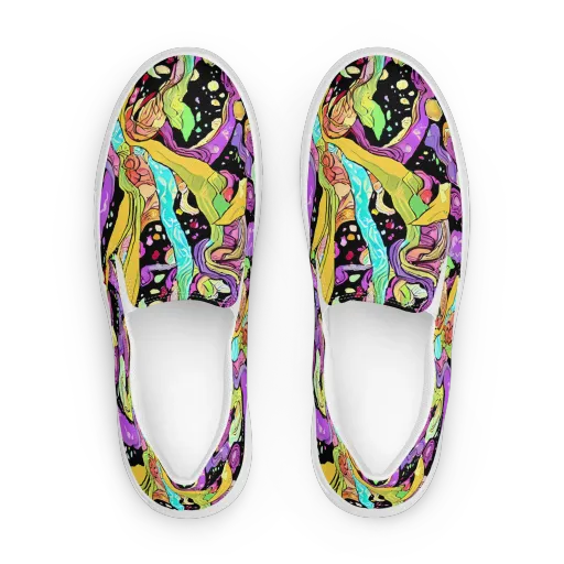 Neon Petal Riot on a Women's Slip-On Canvas Shoes