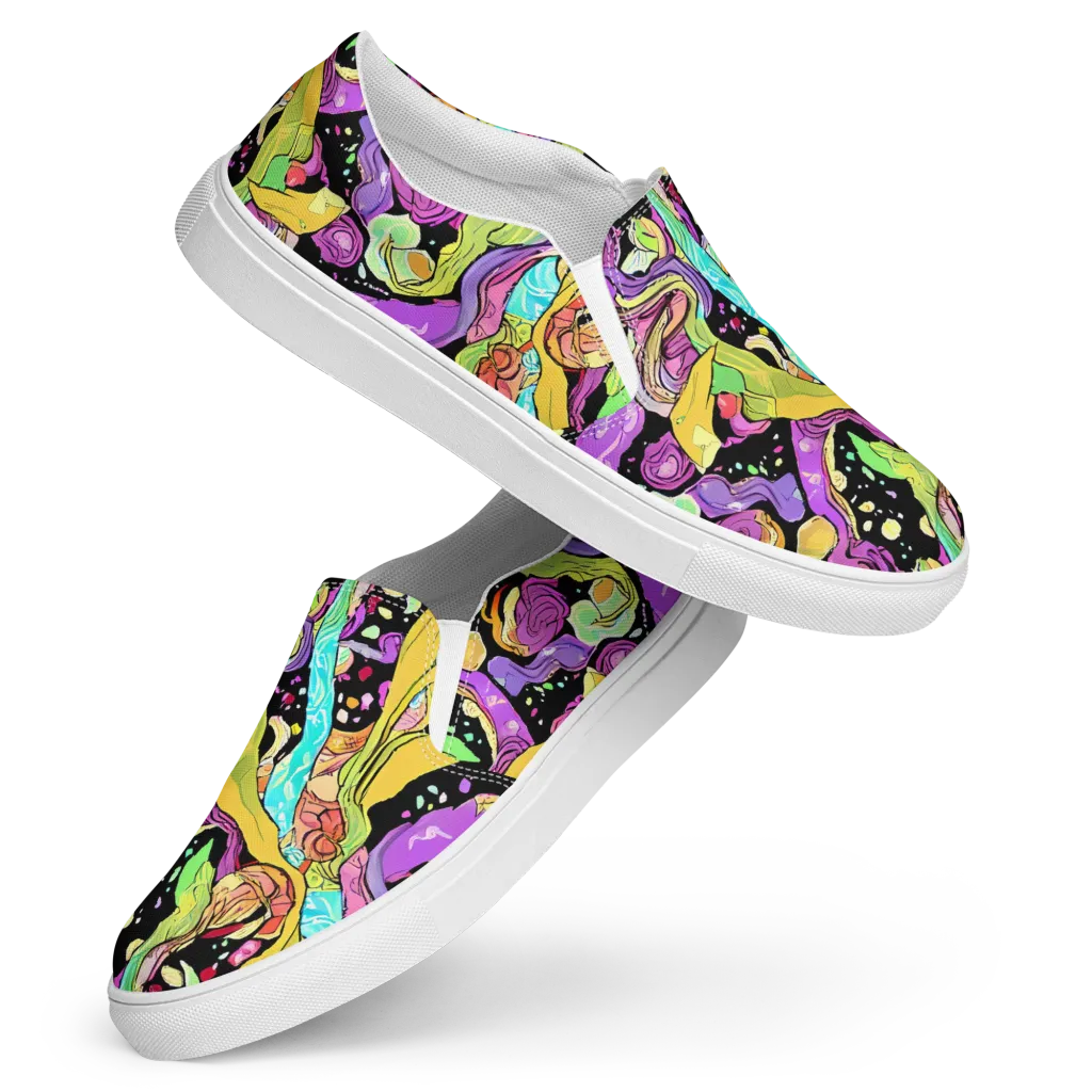 Neon Petal Riot on Women's Slip-On Canvas Shoes — Front