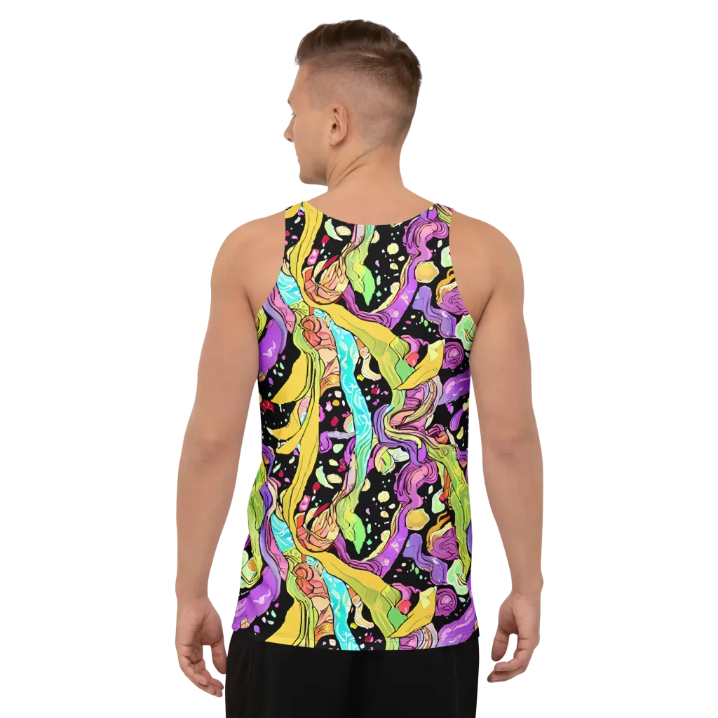 Neon Petal Riot on Men's Tank Top — Back