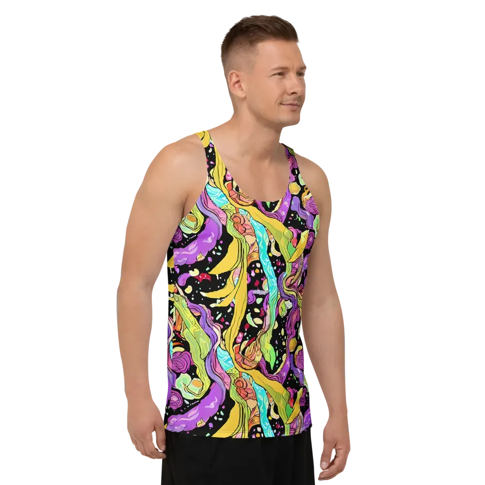 Neon Petal Riot on Men's Tank Top — Right Front