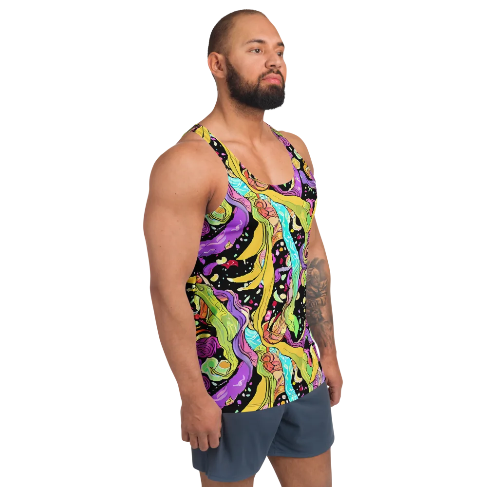 Neon Petal Riot on Men's Tank Top — Right Front