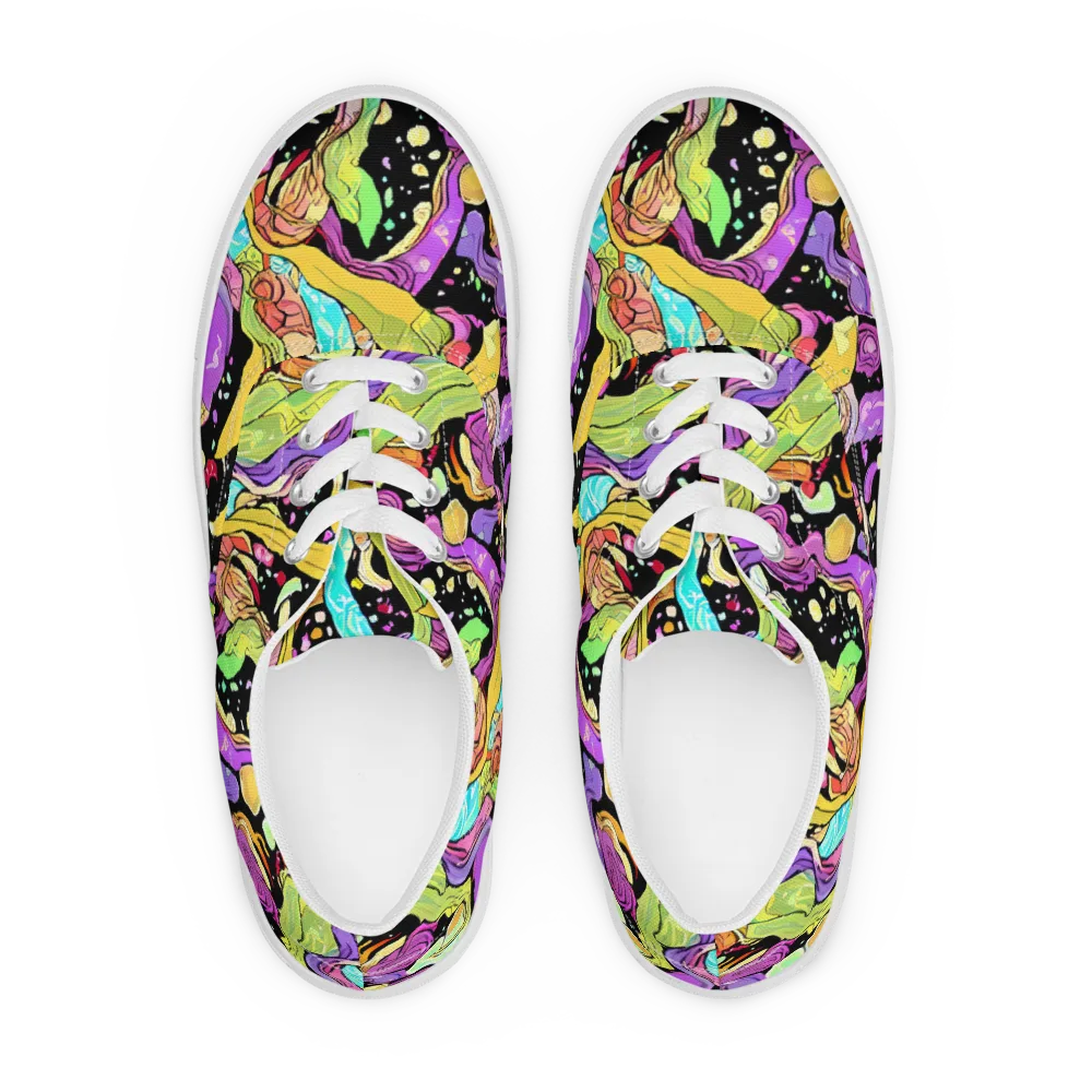 Neon Petal Riot on Men's Lace-Up Canvas Shoes — Front