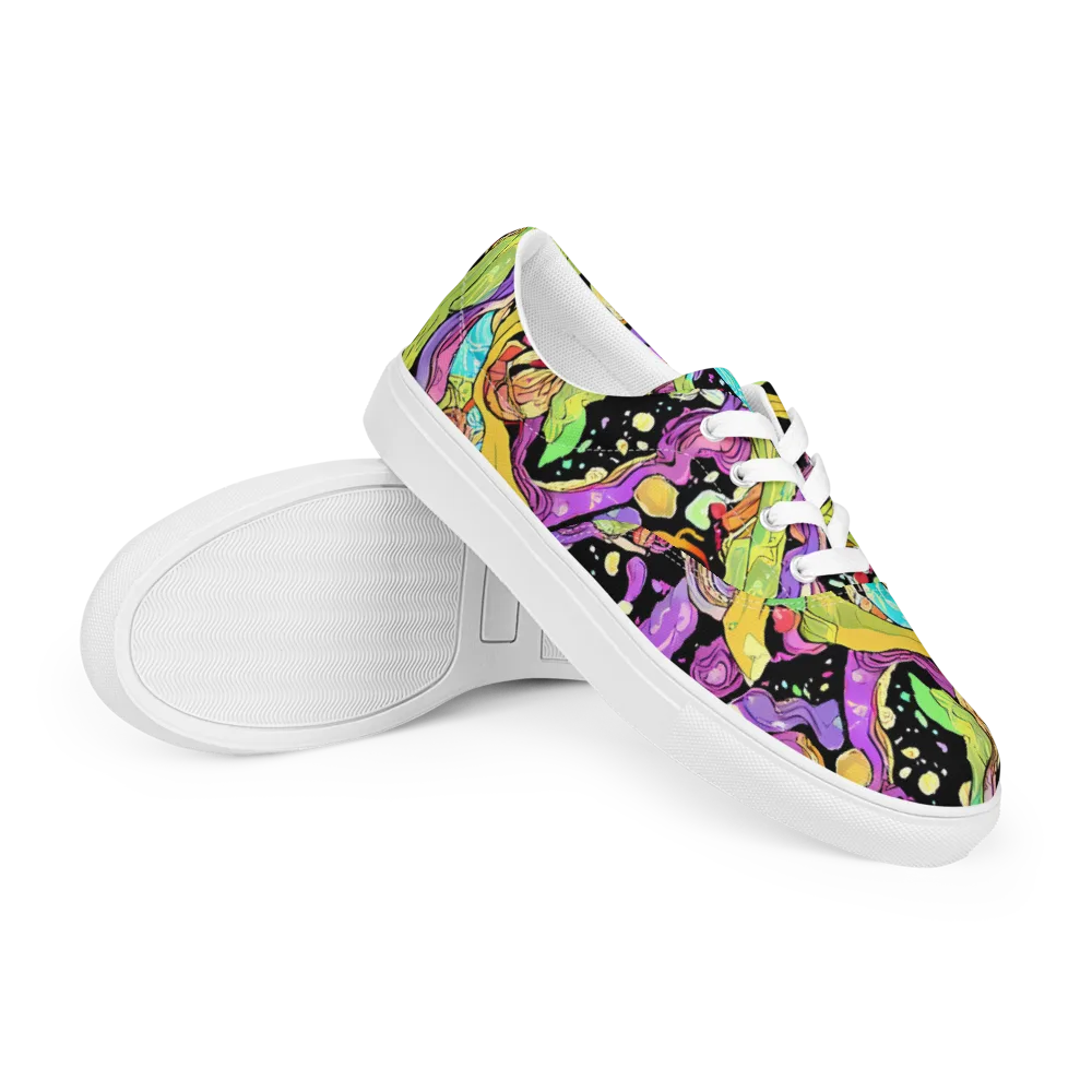 Neon Petal Riot on Men's Lace-Up Canvas Shoes — Right Front