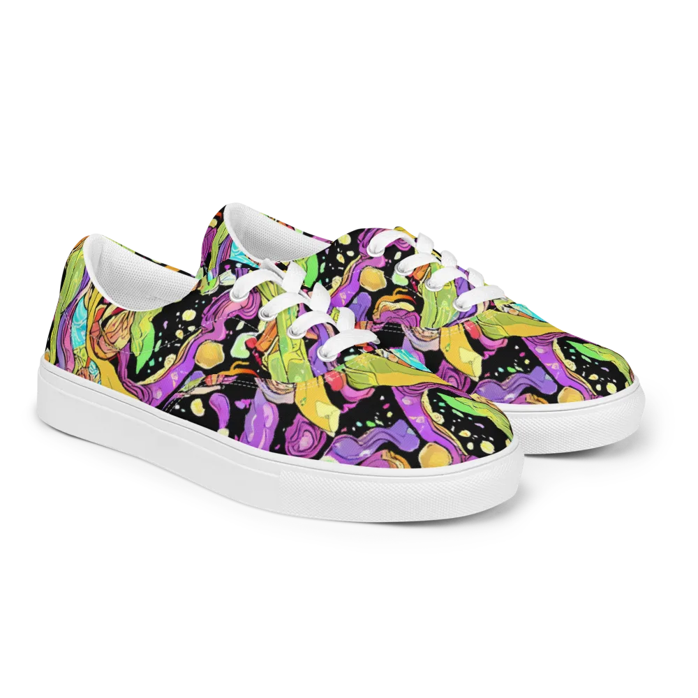 Neon Petal Riot on Men's Lace-Up Canvas Shoes — Right Front