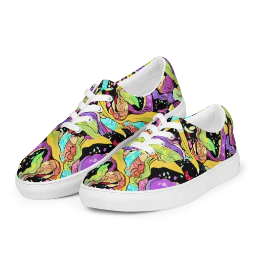 Neon Petal Riot on a Men's Lace-Up Canvas Shoes