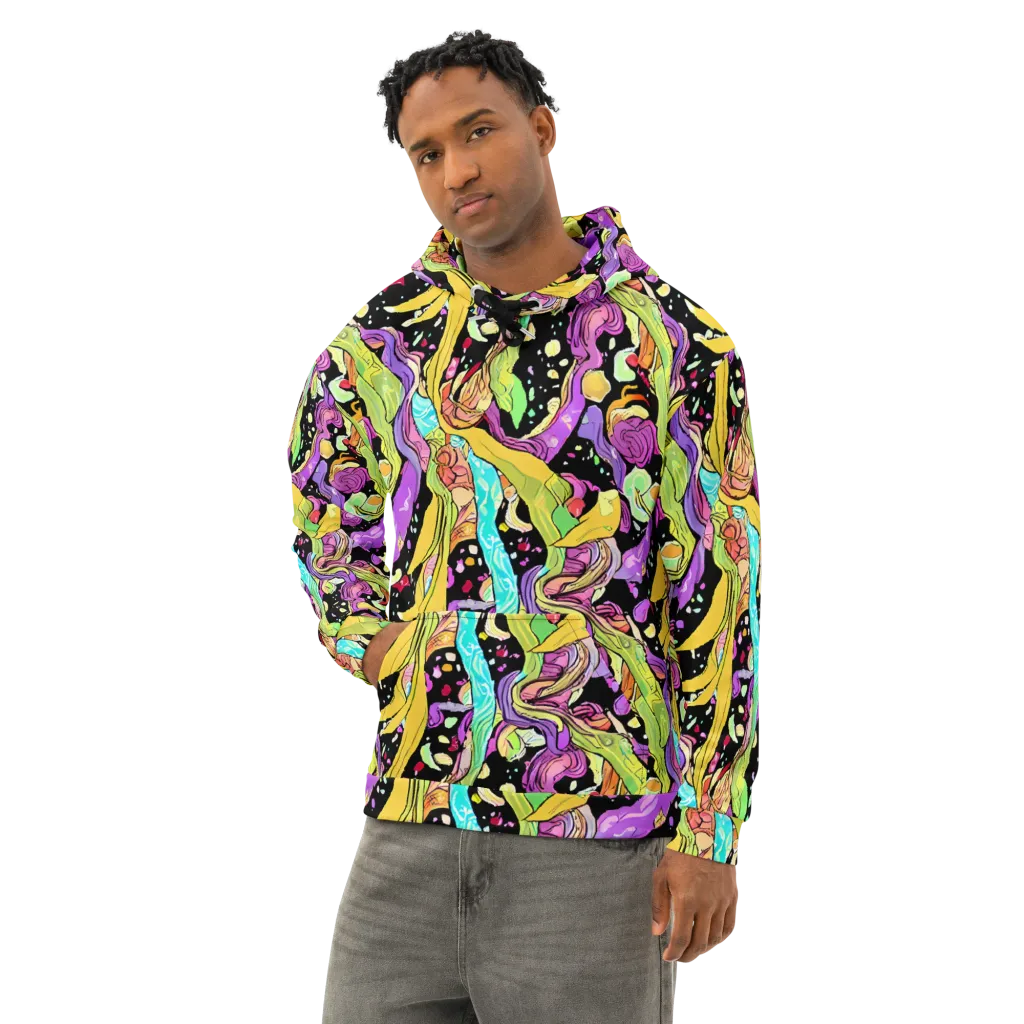 Neon Petal Riot on Cotton Hoodie — Left Front
