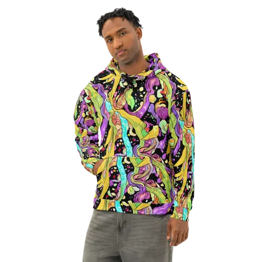Neon Petal Riot on a Cotton Hoodie