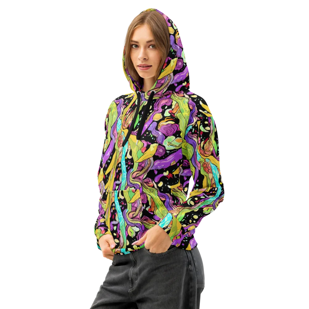 Neon Petal Riot on Cotton Hoodie — Left Front