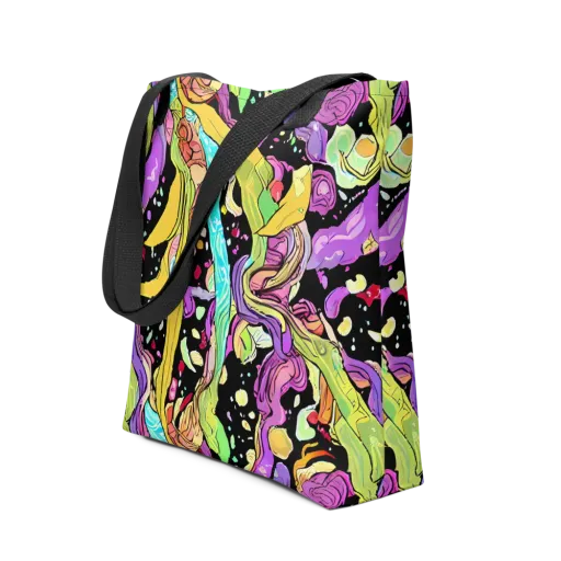 Neon Petal Riot on a Tote Bag