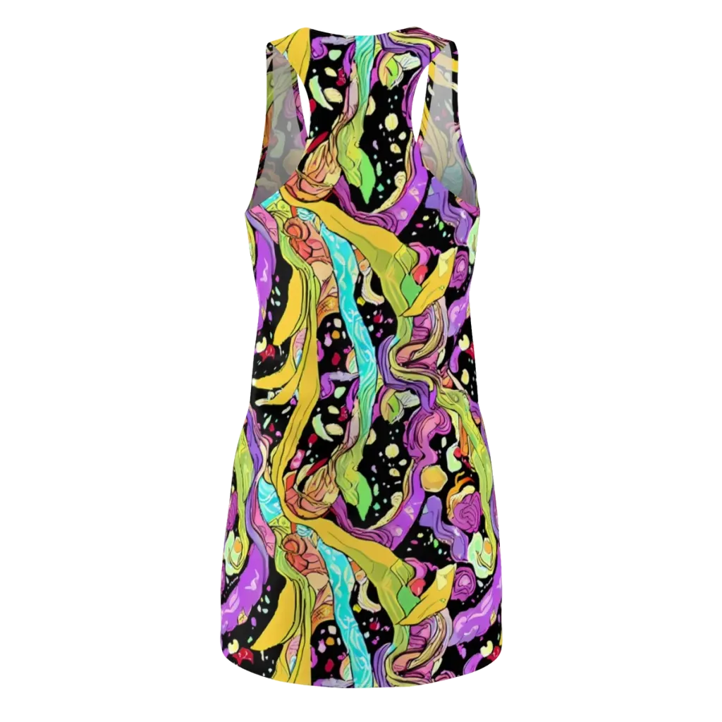 Neon Petal Riot on Racerback Dress — Back