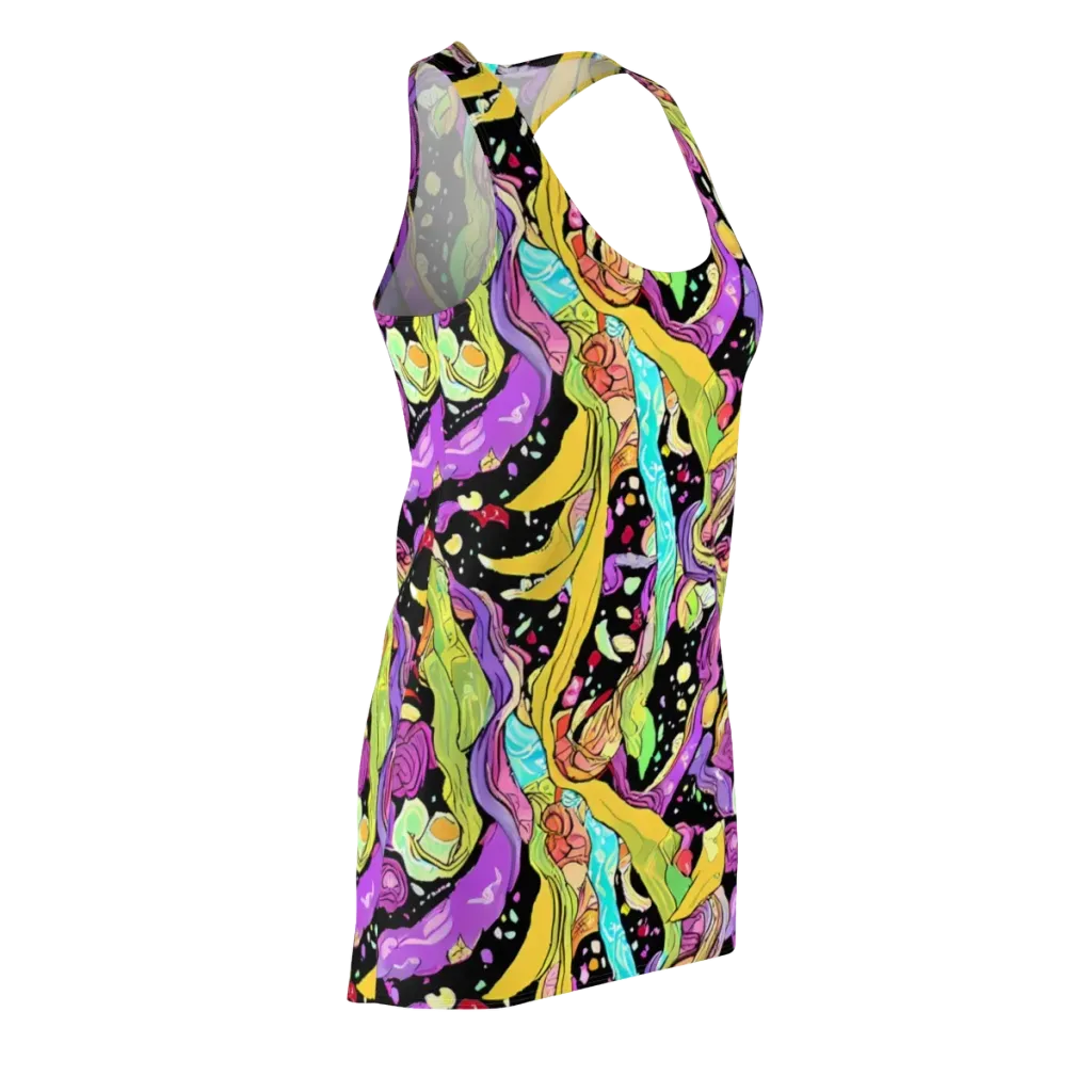 Neon Petal Riot on Racerback Dress — Front Side