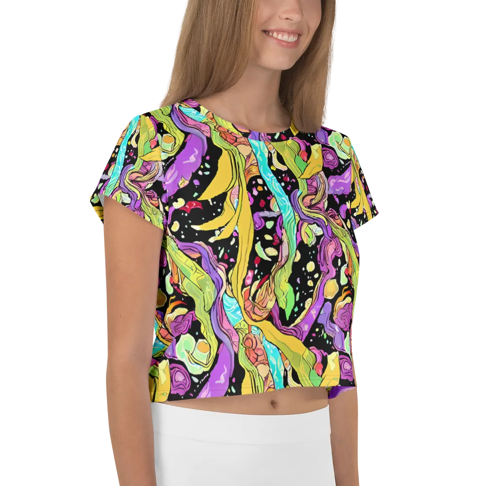 Neon Petal Riot on Crop Tee — Right