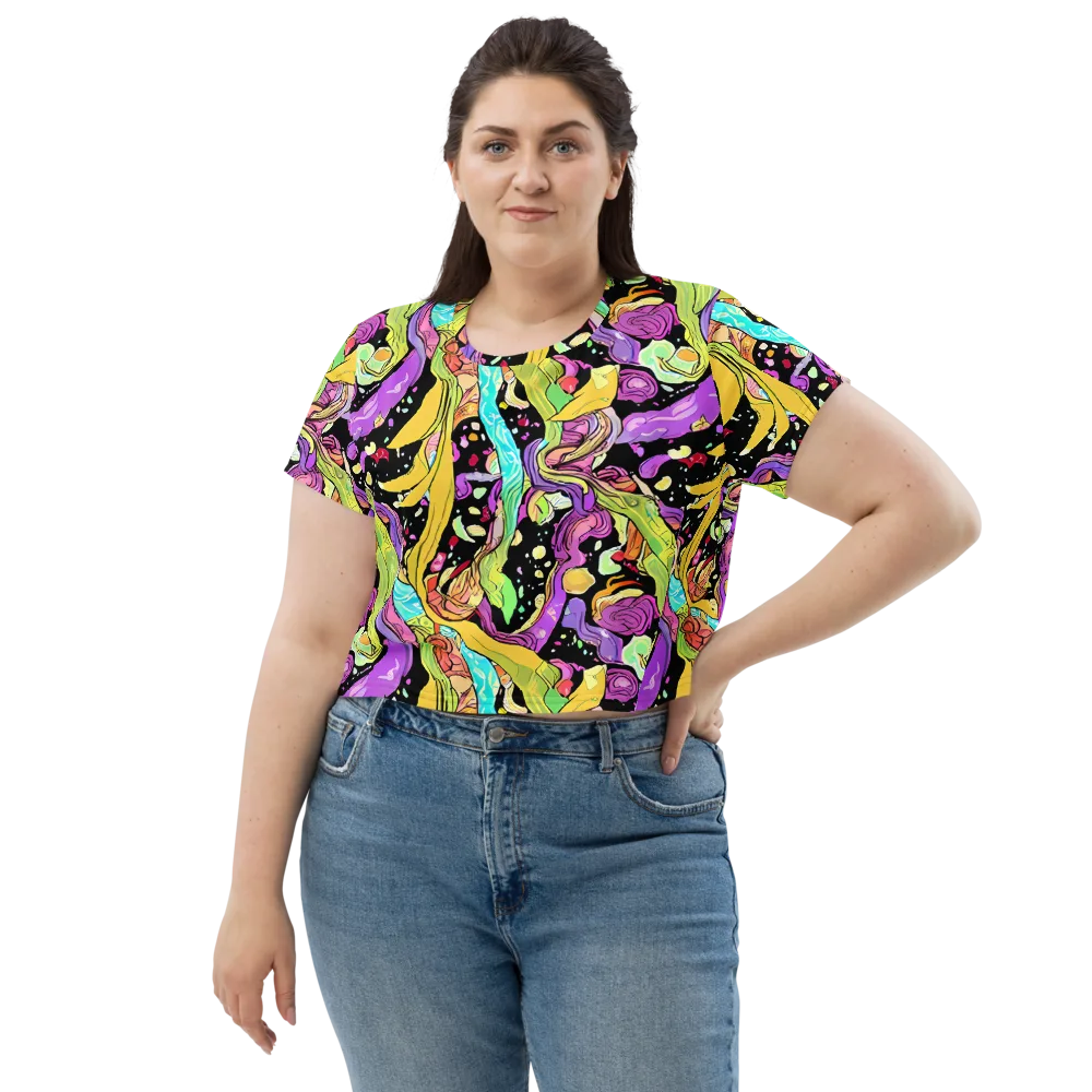 Neon Petal Riot on Crop Tee — Front