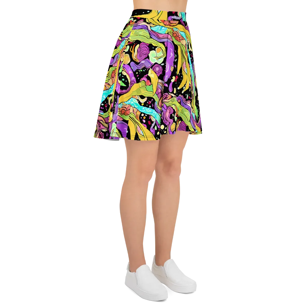 Neon Petal Riot on Skater Skirt — Right