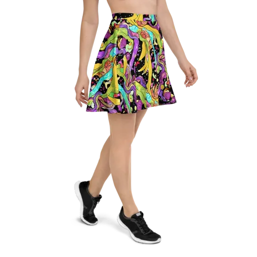 Neon Petal Riot on a Skater Skirt