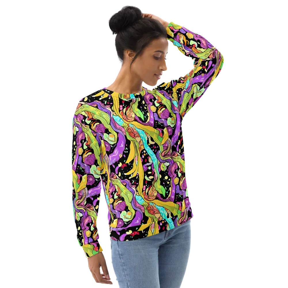 Neon Petal Riot on Sweatshirt — Right Front