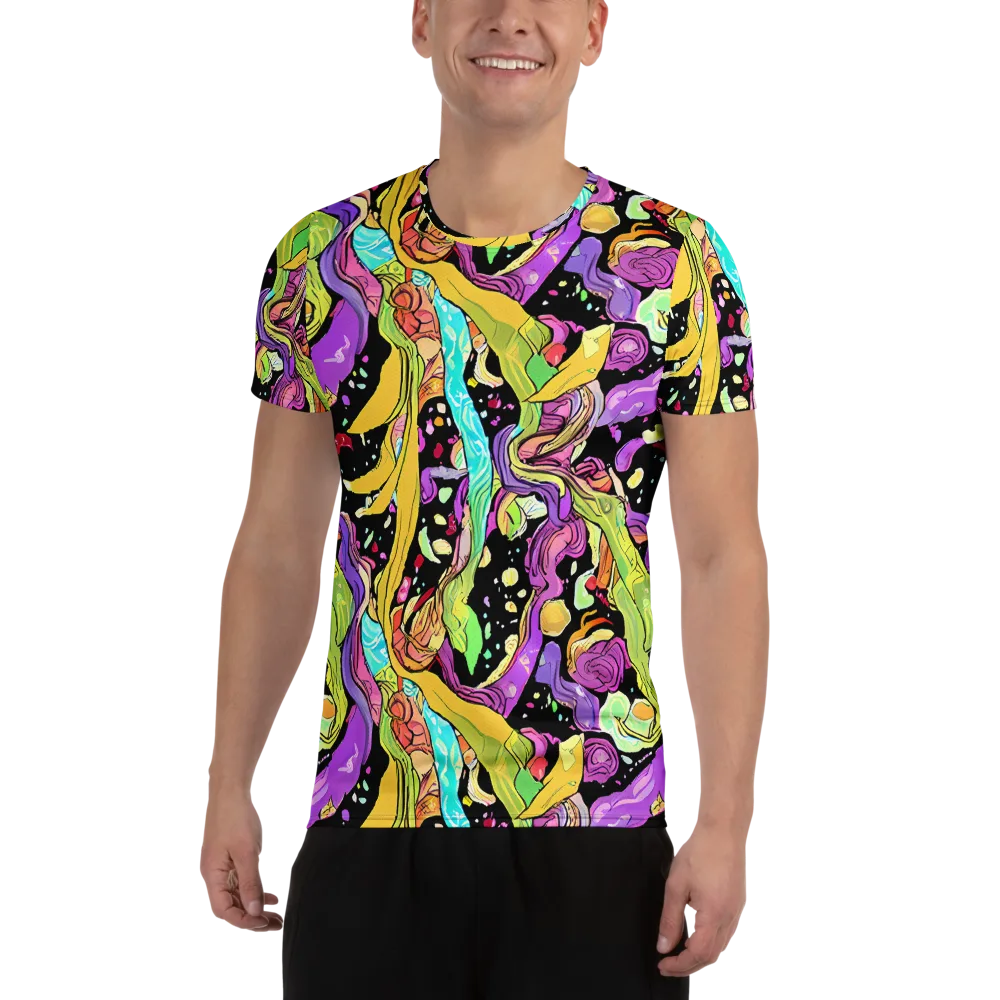 Neon Petal Riot on Men's Athletic T-Shirt — Front