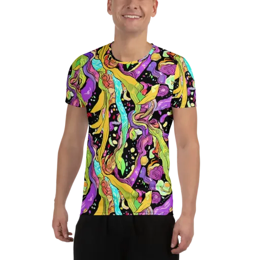 Neon Petal Riot on a Men's Athletic T-Shirt
