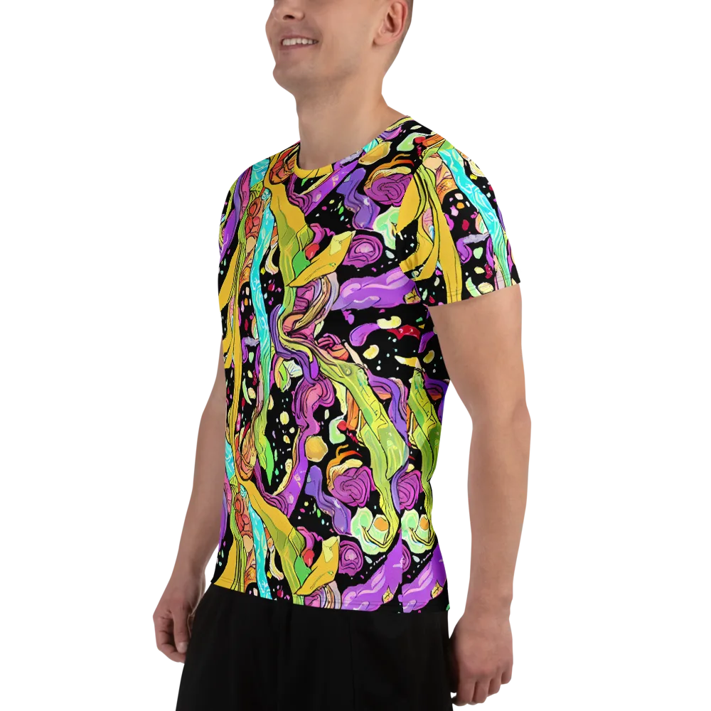 Neon Petal Riot on Men's Athletic T-Shirt — Left