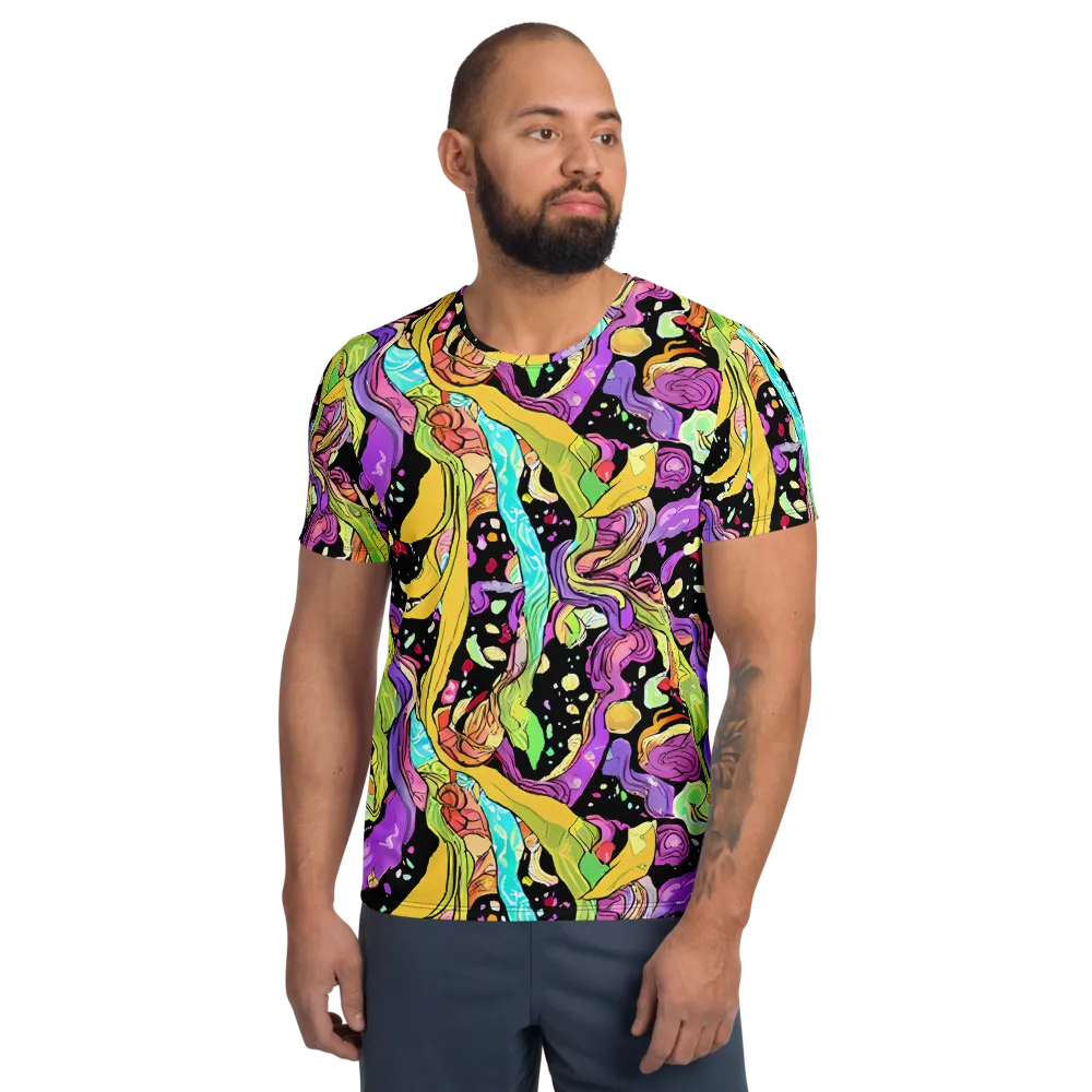 Neon Petal Riot on Men's Athletic T-Shirt — Front