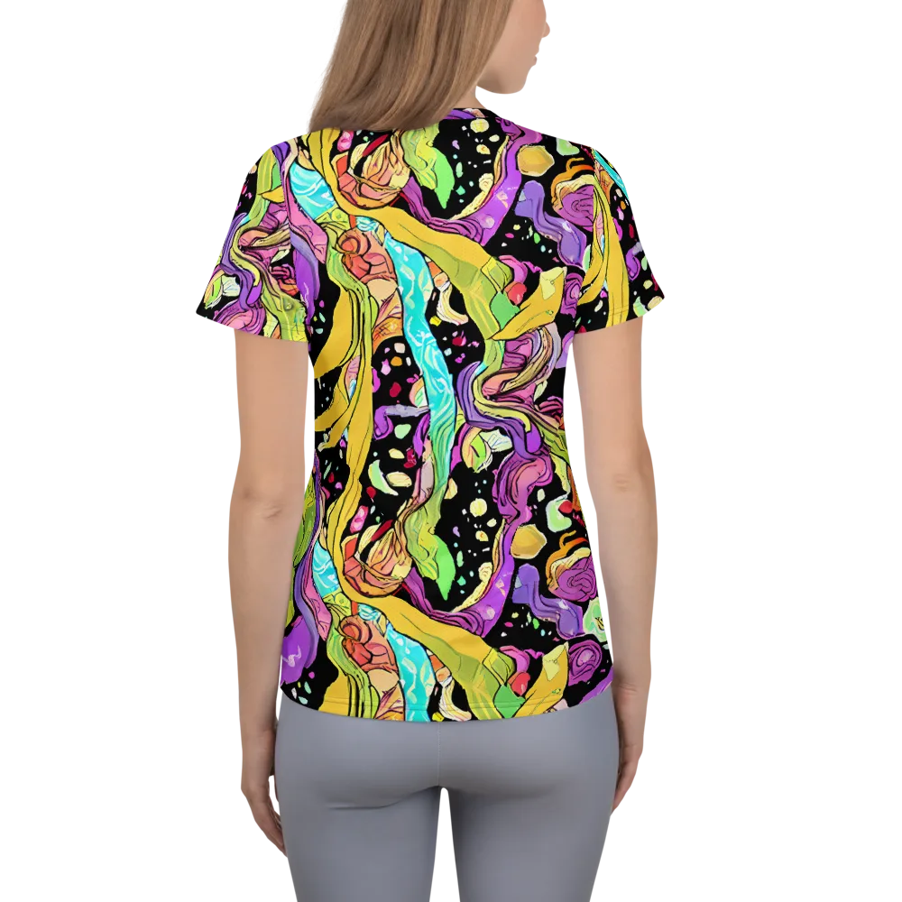 Neon Petal Riot on Women's Athletic T-Shirt — Back