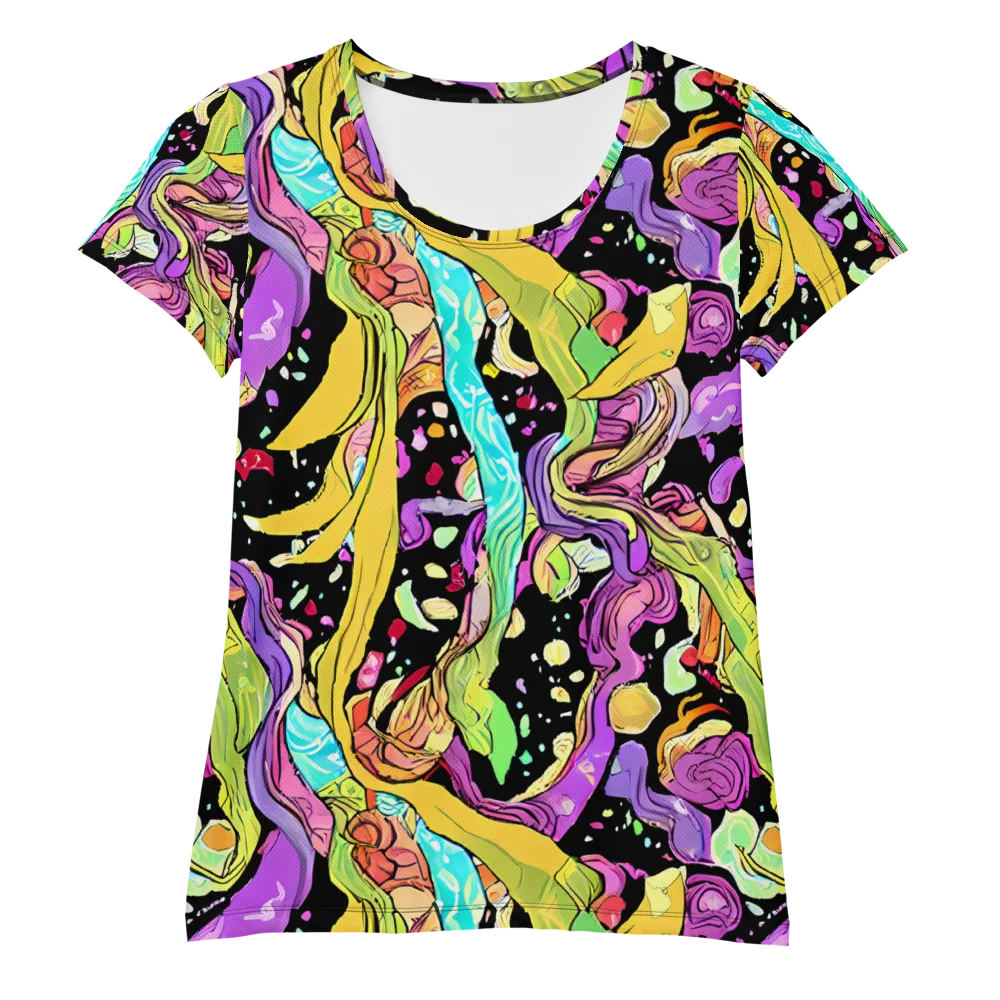 Neon Petal Riot on Women's Athletic T-Shirt — Front