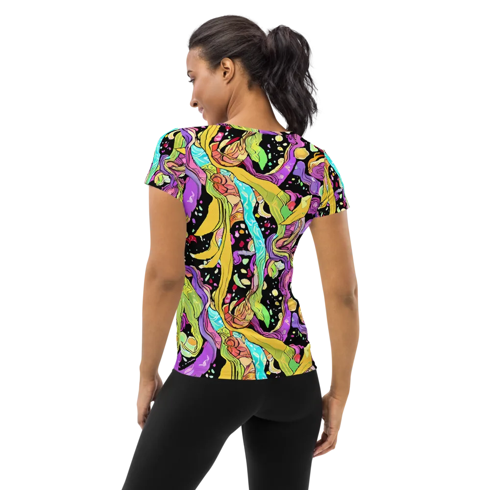 Neon Petal Riot on Women's Athletic T-Shirt — Back