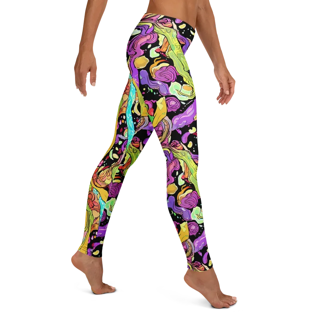 Neon Petal Riot on Leggings — Right