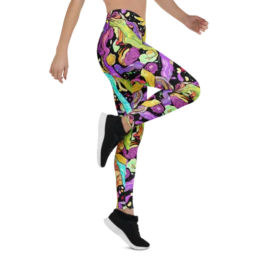 Neon Petal Riot on a Leggings