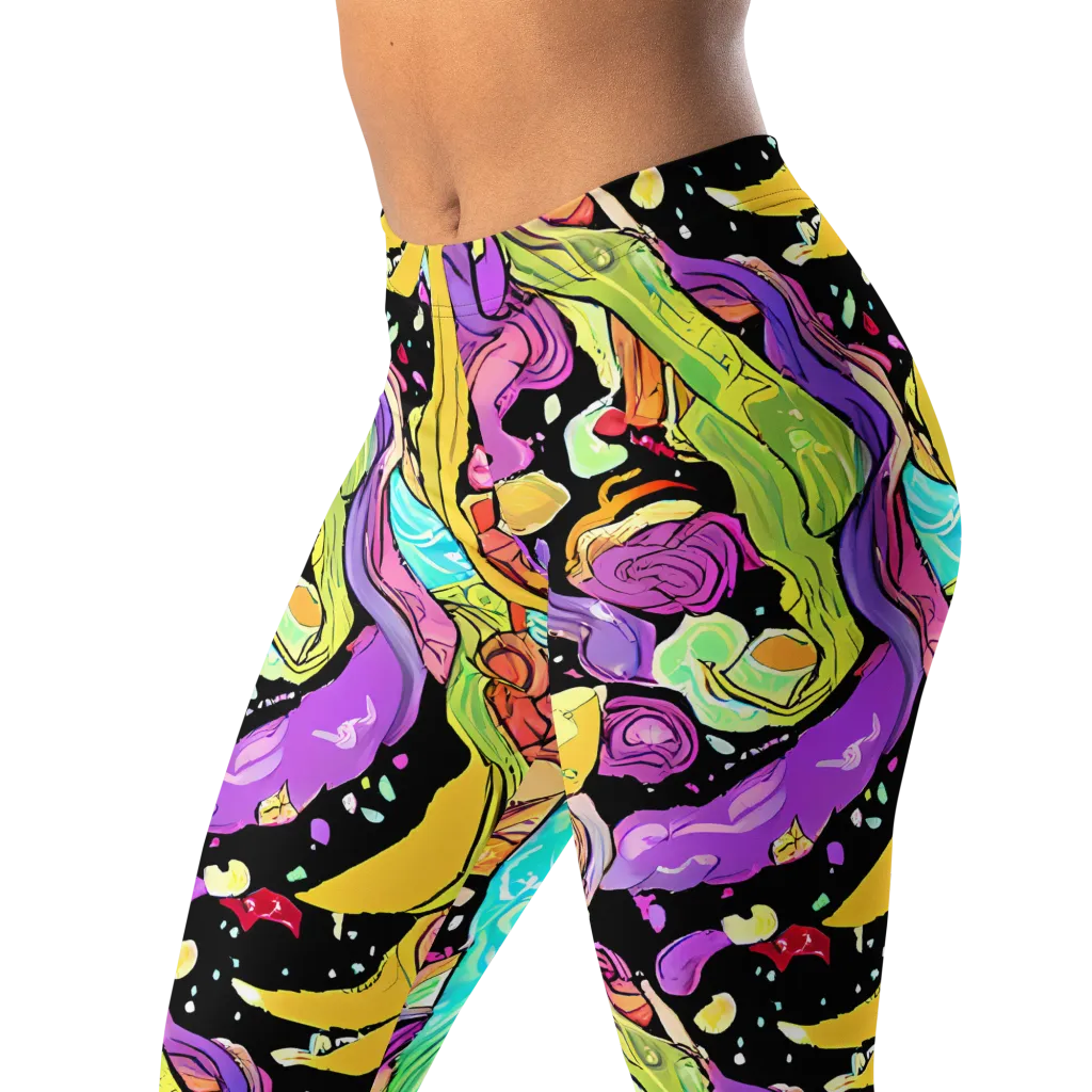 Neon Petal Riot on Leggings — Left Front