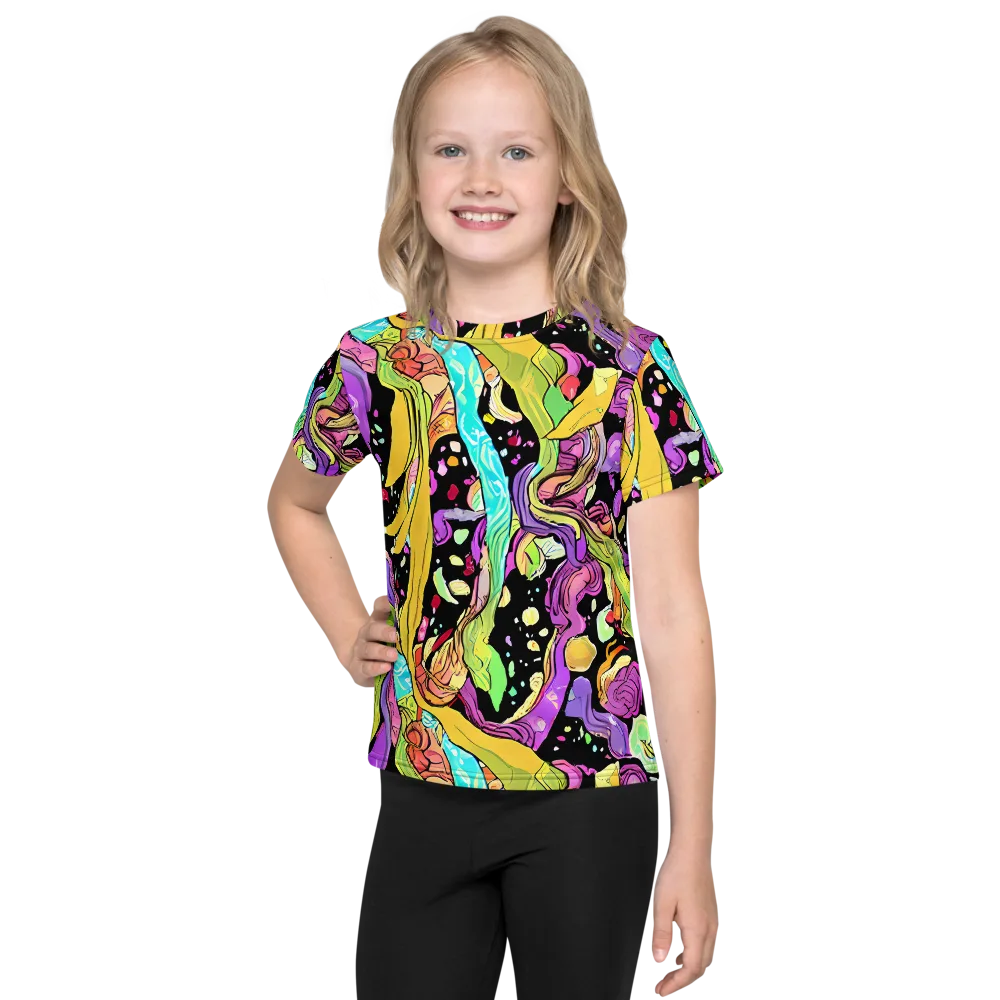 Neon Petal Riot on Kids Crew Neck T-Shirt — Front