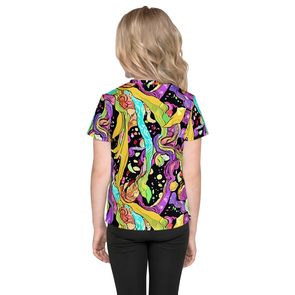Neon Petal Riot on Kids Crew Neck T-Shirt — Back