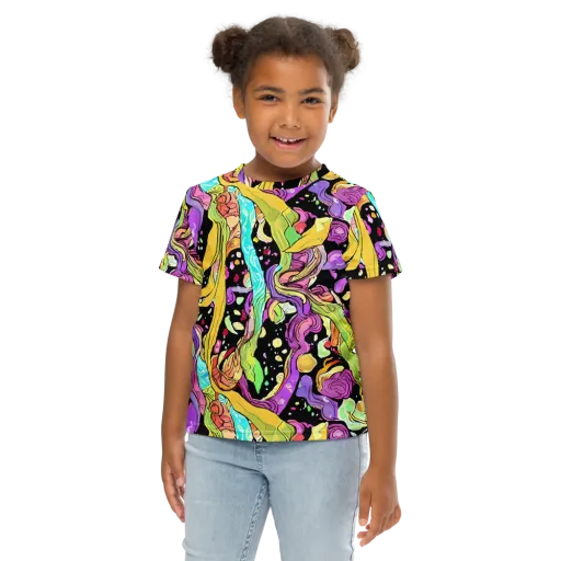 Neon Petal Riot on a Kids Crew Neck T-Shirt