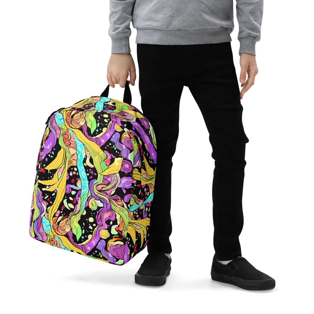 Neon Petal Riot on Minimalist Backpack — Zoomed-in