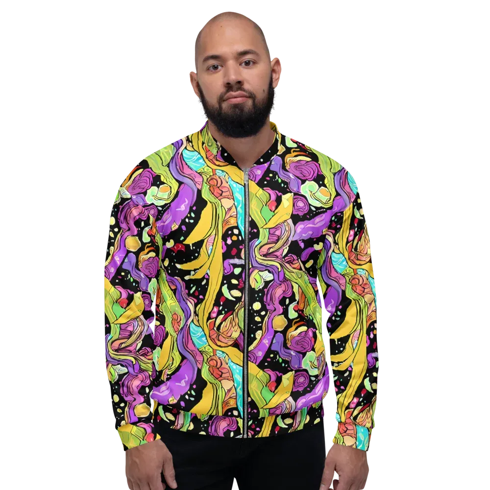 Neon Petal Riot on Bomber Jacket — Front