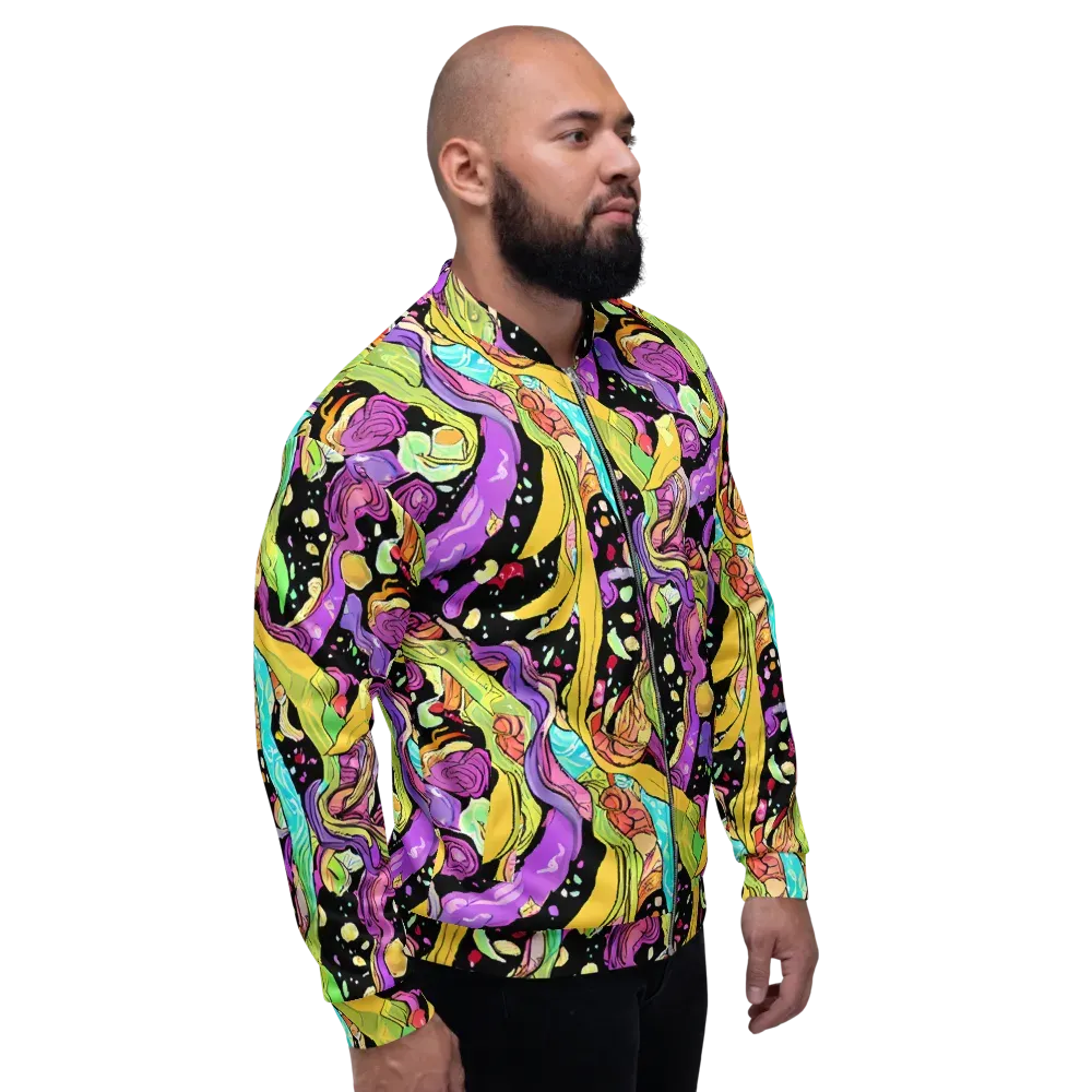 Neon Petal Riot on Bomber Jacket — Right