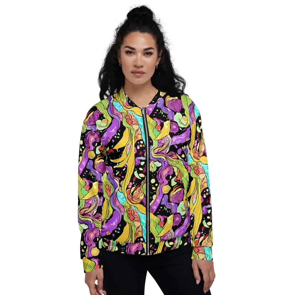 Neon Petal Riot on Bomber Jacket — Front