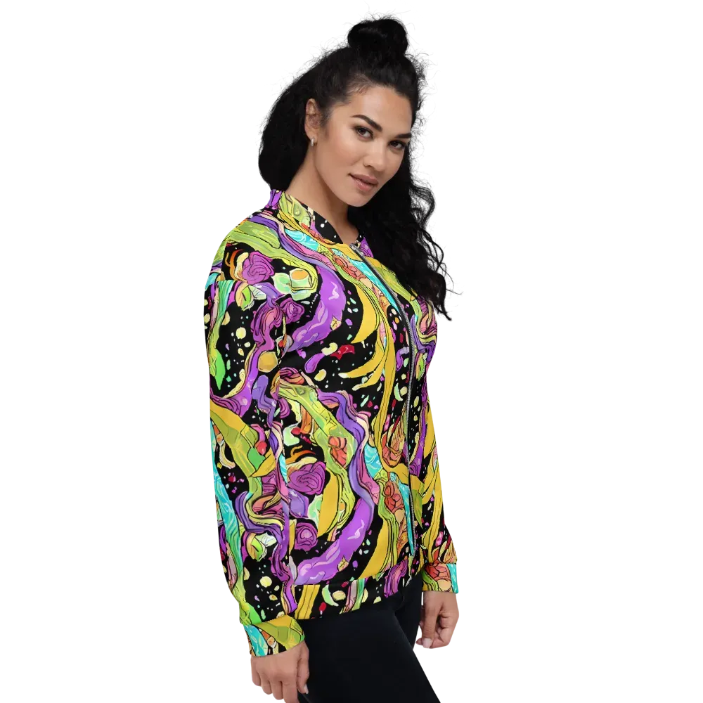 Neon Petal Riot on Bomber Jacket — Right
