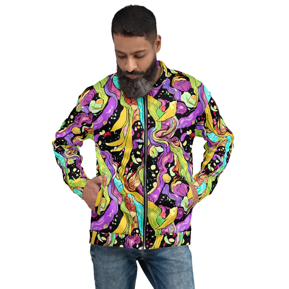 Neon Petal Riot on Bomber Jacket — Front