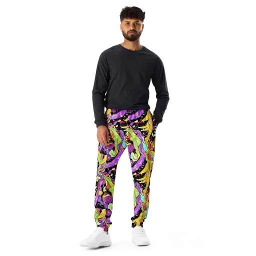 Neon Petal Riot on a Men's Joggers