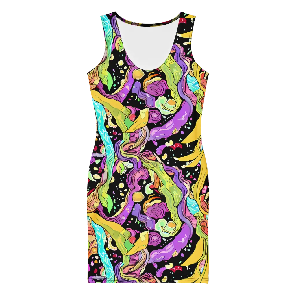 Neon Petal Riot on Bodycon Dress — Front
