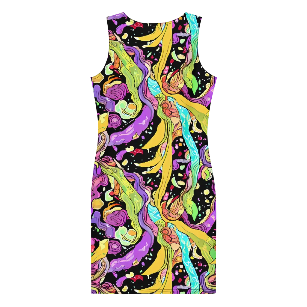 Neon Petal Riot on Bodycon Dress — Back