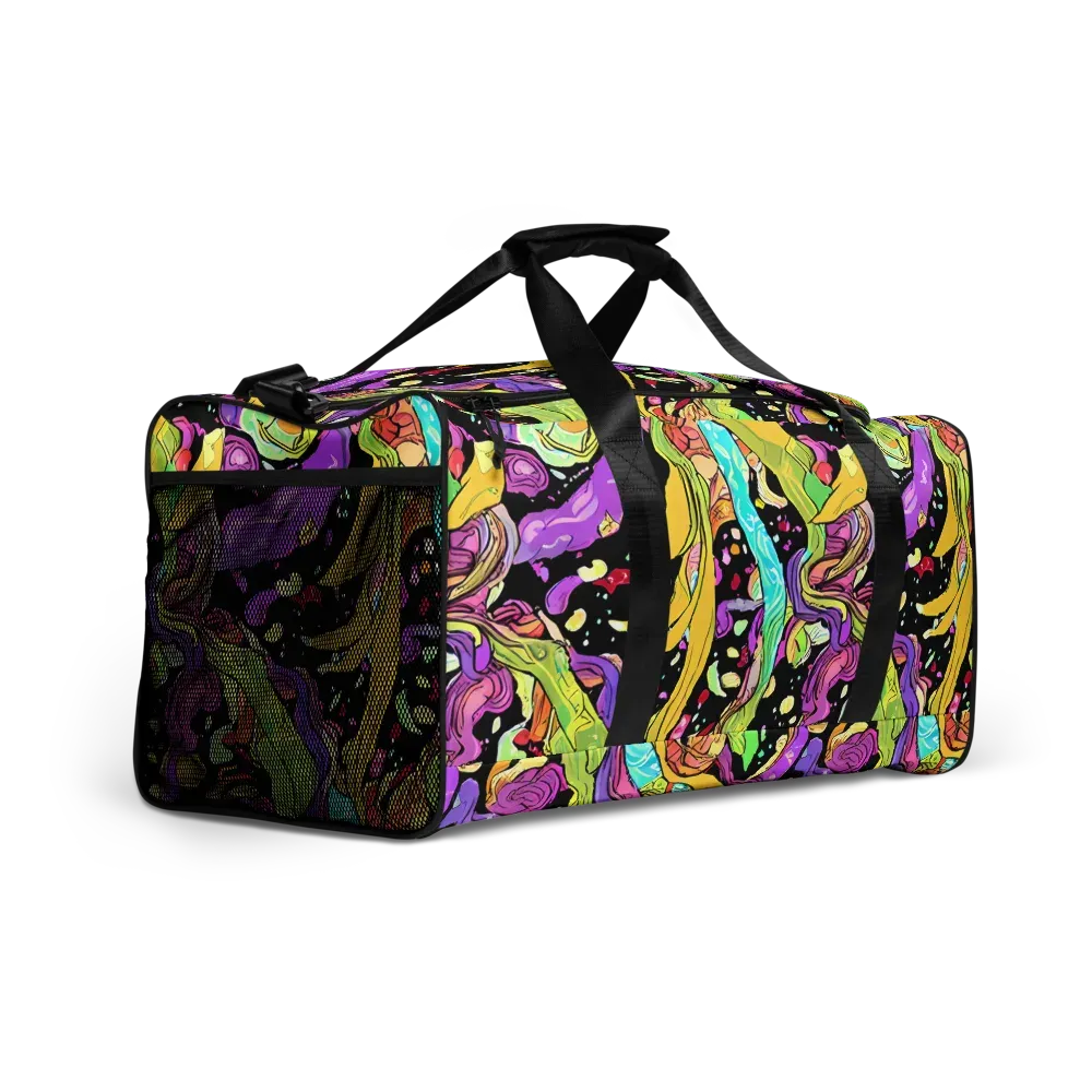Neon Petal Riot on Duffle Bag — Right Front
