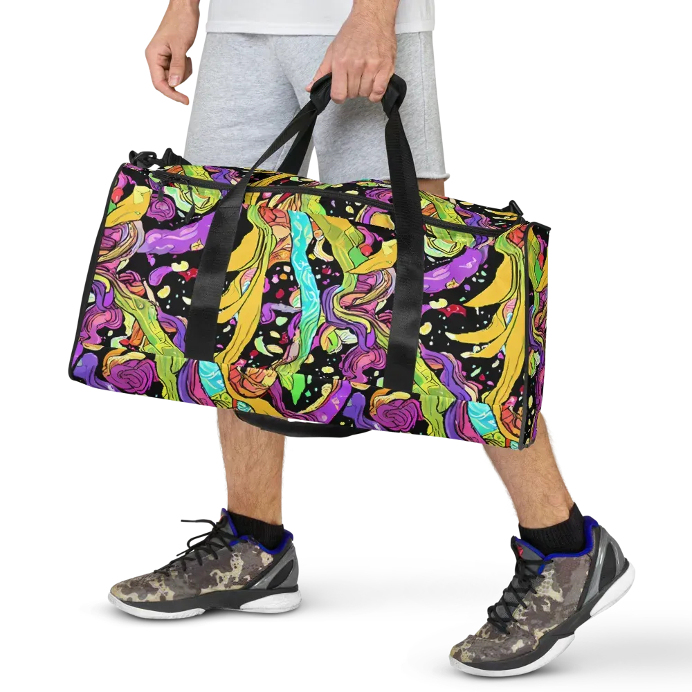 Neon Petal Riot on Duffle Bag — Front